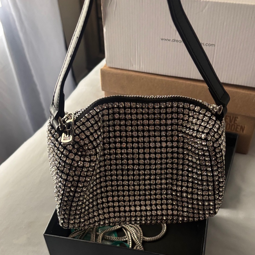 Elegant Silver Rhinestone Women's Bag